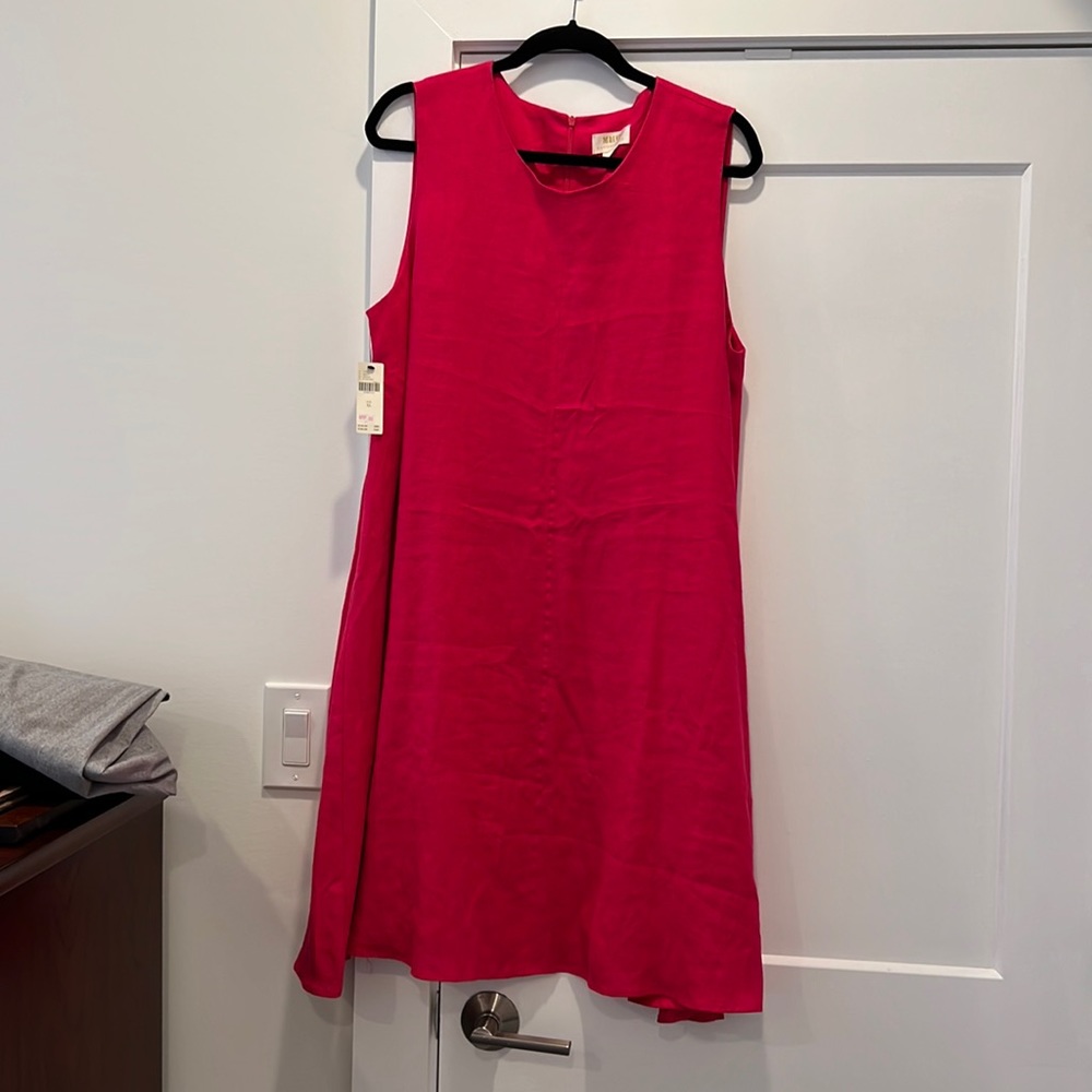 NWT Anthropologie Linen Pink Swing Dress Sz. XL